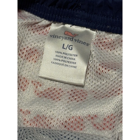 Vineyard Vines Mesh Lined Swim Trunks AOP  Red White Blue Whale Print Mens‎ L - Picture 4 of 7